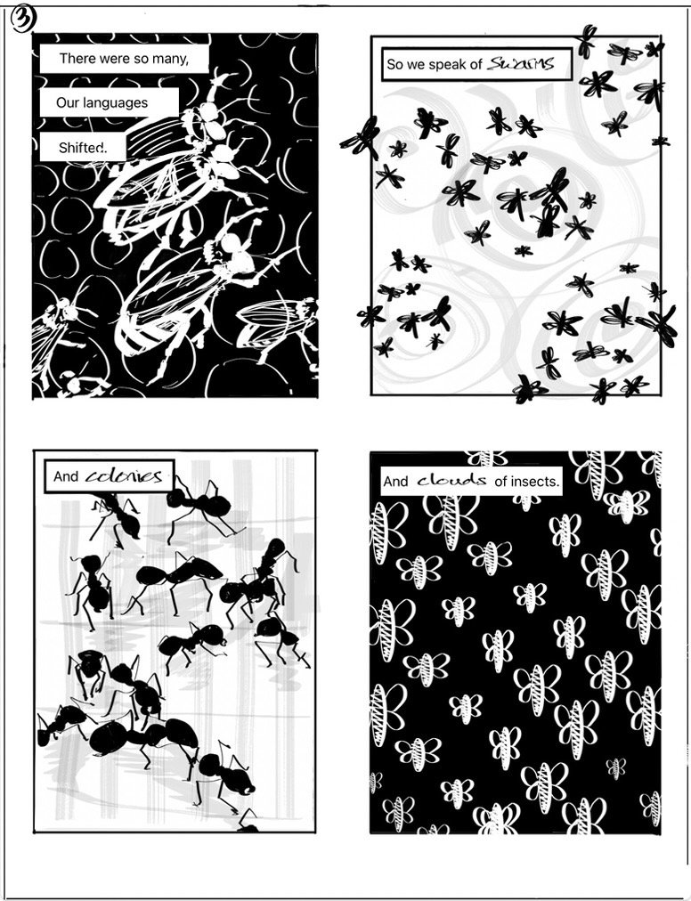 They Don't Care, panel 3: insect patterns and languages