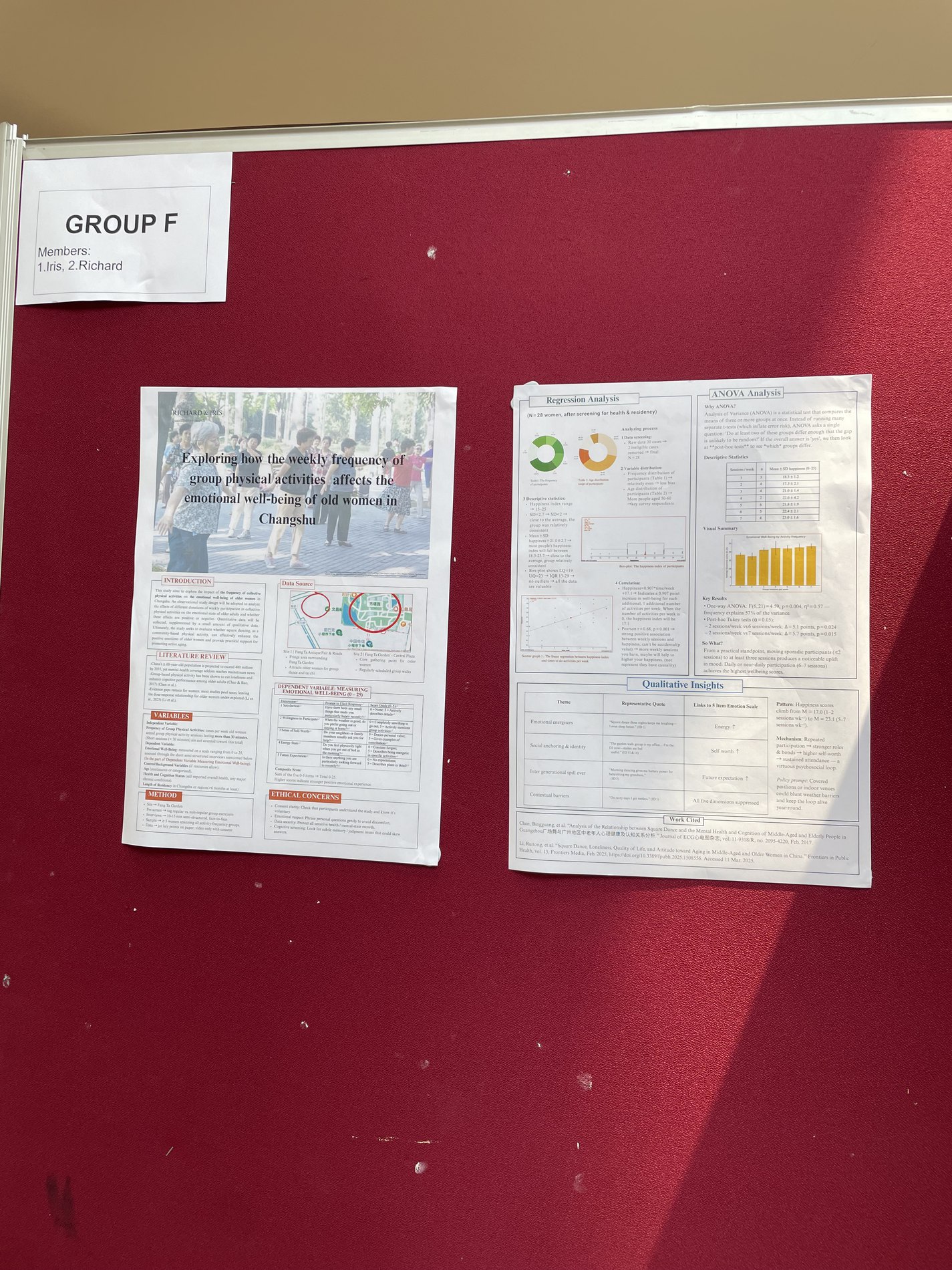 Printed survey and consent forms pinned to a board